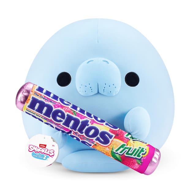 Snackles Serie 2 35 cm ZURU Kuschelig-weiches, beruhigendes, 35 cm großes Plüschspielzeug mit Snackmarken-Accessoire (Sea Cow, Mentos) Mentos Sea Cow 35 cm