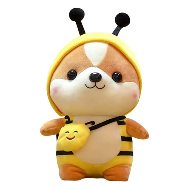 Tocwick Shiba Inu Biene Kuscheltier im niedlichen Kostüm, weiches Pinguin-Plüsch-Kleintierbild im Hirsch-Outfit Entzückendes Kissen für Liebhaber-Freunde als Geschenk