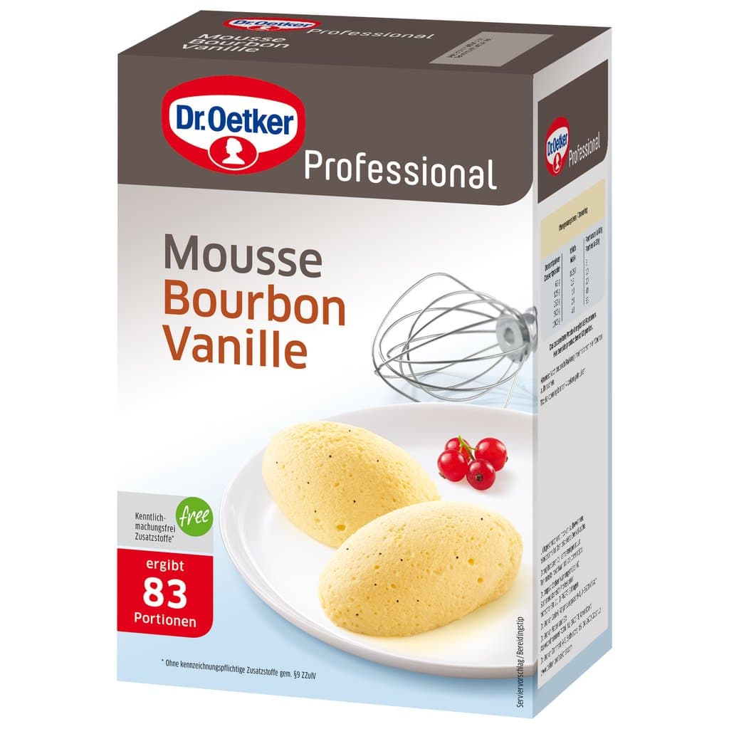 Dr. Oetker Professional Mousse Bourbon Vanille, Dessertpulver in 1 kg Packung Bourbon Vanille 1 kg (1er Pack)