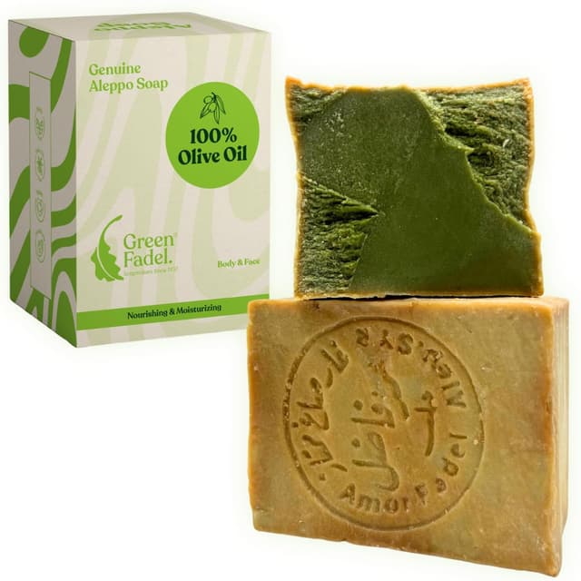 GREEN FADEL Aleppo Seife Original 1 x 200g (Genuine) 100% Olivenöl, Olivenölseife, Kernseife, Naturseife, Handgemacht, Vegan, für Gesicht & Körper 100% Olivenöl 200 g (1er Pack)