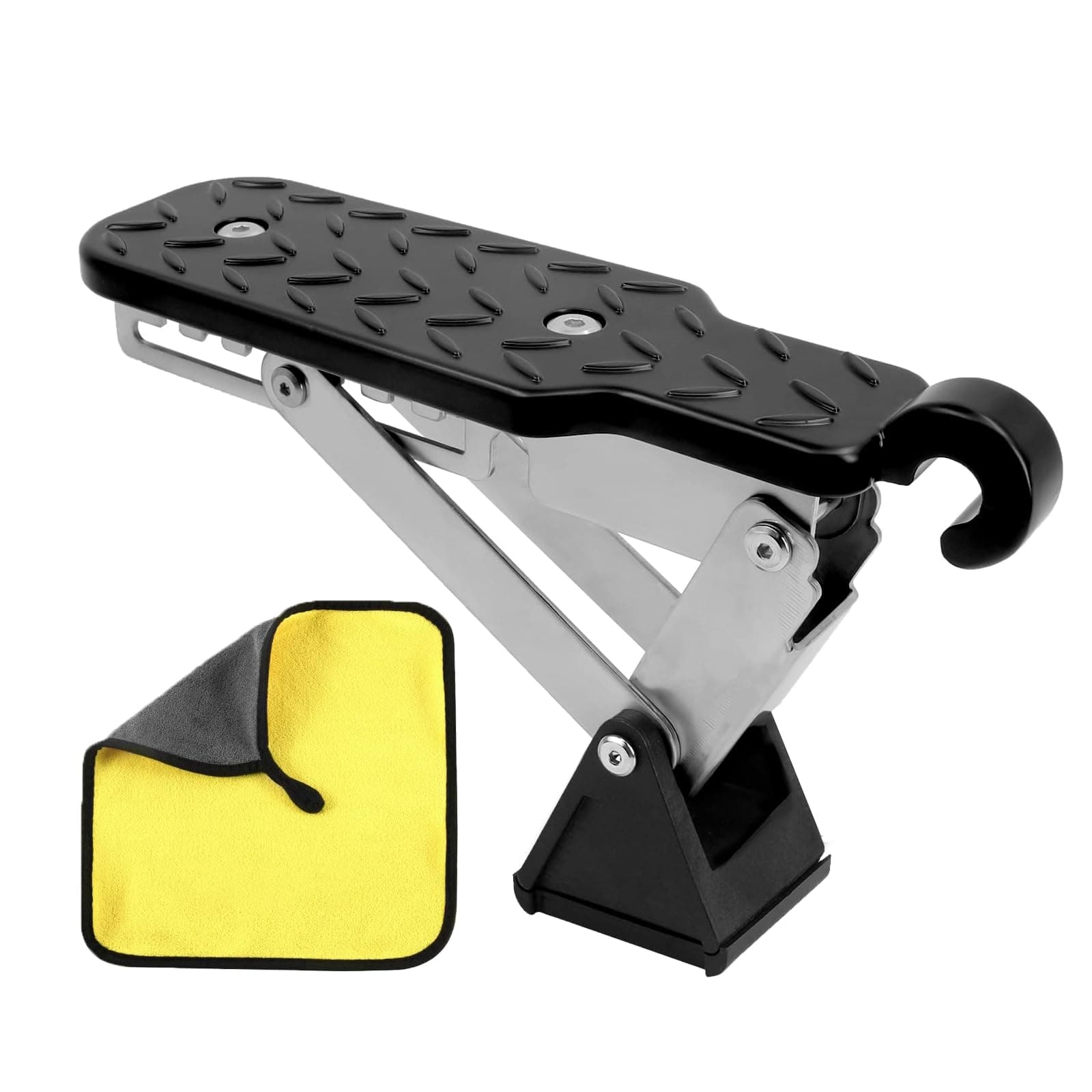 Lofez Auto Türstufe,Klappbare Und Verstellbare Trittstufe Mit Dämpfungspolster,Verstellbar,Geeignet Für Fahrzeuge Mit U-Förmigem Türschloss Wie Suvs,Jeeps(Schwarz)