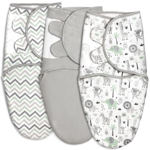 GLLQUEN BABY Swaddles Pucksack Baby 0-3 Monate,100% Bio-Baumwolle Baby Schlafsäcke für Neugeborene,Oeko-tex100 Schlafsack für Kleinkinder,Unisex 3er Pack Wickel Grün