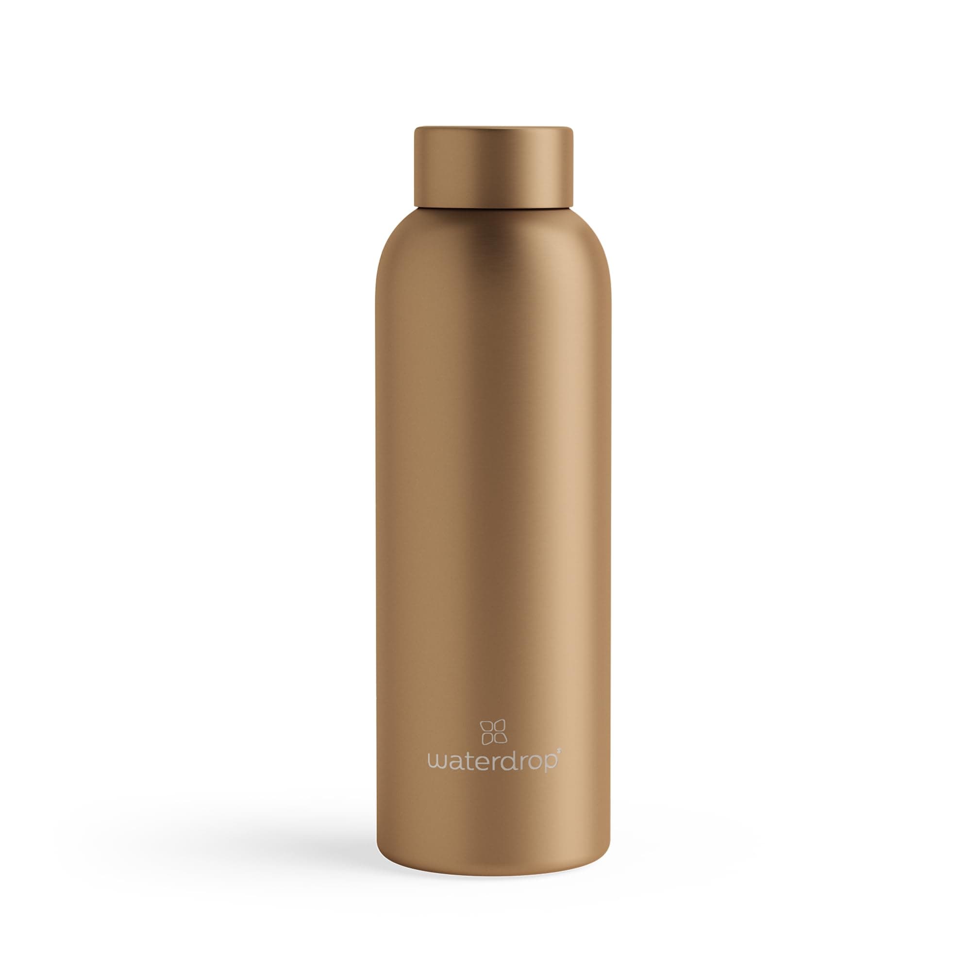 waterdrop® Steel Bottle 600ml isolierte Trinkflasche auslaufsicher | Thermosflasche 24h kalt, 12h heiß | doppelwandige Edelstahl Wasserflasche | bruchsicher | Kohlensäure geeignet 600 ml Bronze Gebürstet