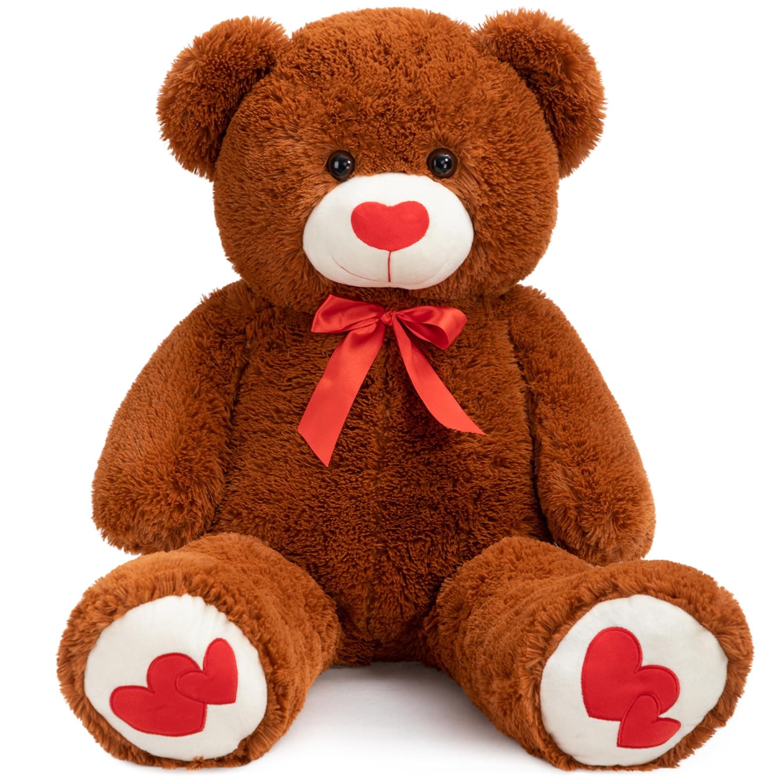 BEJOY Teddybär 91cm Plüschtier großer Bär Kuscheltier mit Liebe rotes Herz für Freundin und Kinder Geschenk, Braun 0.9m, Braun