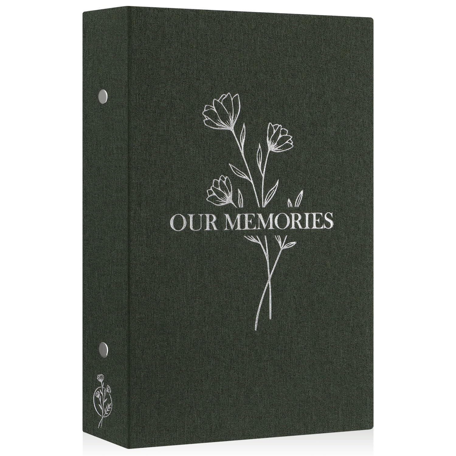 Lanpn Fotoalbum 10x15 300, Leinen OUR MEMORIES Einstecken Einsteckalbum für Querformat Fotos Bilder Grün 300 Fotos Grün