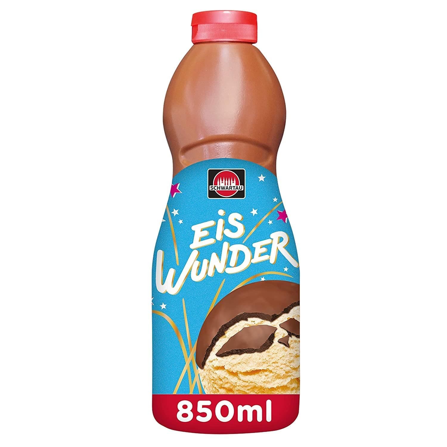 Schwartau Eiswunder Schokolade Eisglasur, knackige Schoko-Eiskruste, Topping für Eis, 850 ml Flasche
