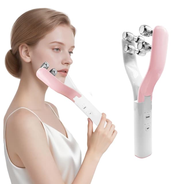 Doppelkinn Entferner Roller Apaichang Elektrisches V-Face Lifting Gerät 3 EMS & 3 RP Modi Gesichtsmassager, Face Massager Für Gesicht Anti Falten Anti Aging Falten-Gesichtsschlankheitswunder (Rosa)