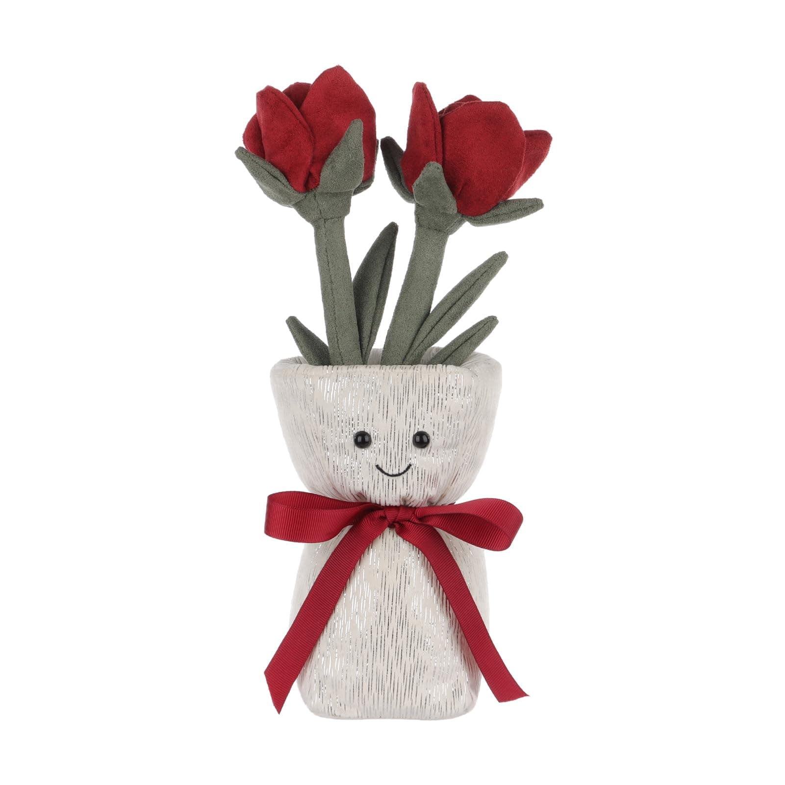 Apricot Lamb Rosen vase Blume Plüschtiere für Kinder, weiche niedliche Kuscheltier für Baby Mädchen und Jungen, Flauschige Rosen vase Rot 30 cm