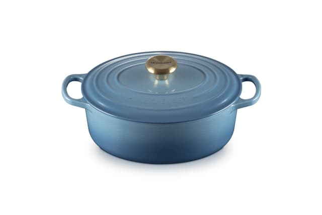 Le Creuset Signature Gusseisen-Bräter mit Deckel, Ø 27 cm, Oval, Für alle Herdarten und Induktion geeignet, Volumen: 4,1 l, 4,425 kg, Chambray, 21178274344441 Chambray 29 cm