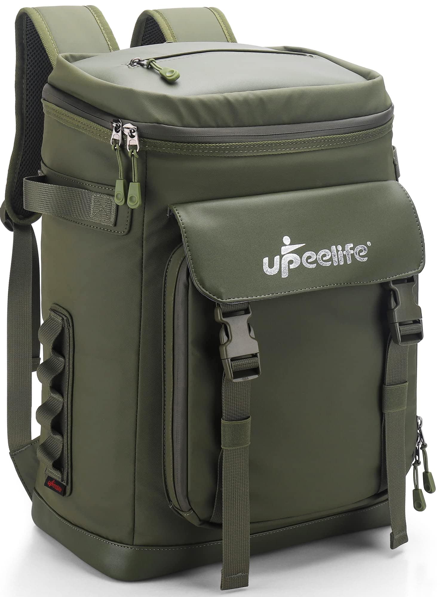 Upeelife Kühlrucksack 30L mit Picknickdeck Befestigungsband, Wasserdichter Picknickrucksack Kühltasche Gross Rucksack zum Kühl, Warm und Frisch von Speisen beim Camping Wandern Grün