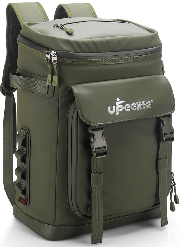 Upeelife Kühlrucksack 30L mit Picknickdeck Befestigungsband, Wasserdichter Picknickrucksack Kühltasche Gross Rucksack zum Kühl, Warm und Frisch von Speisen beim Camping Wandern Grün