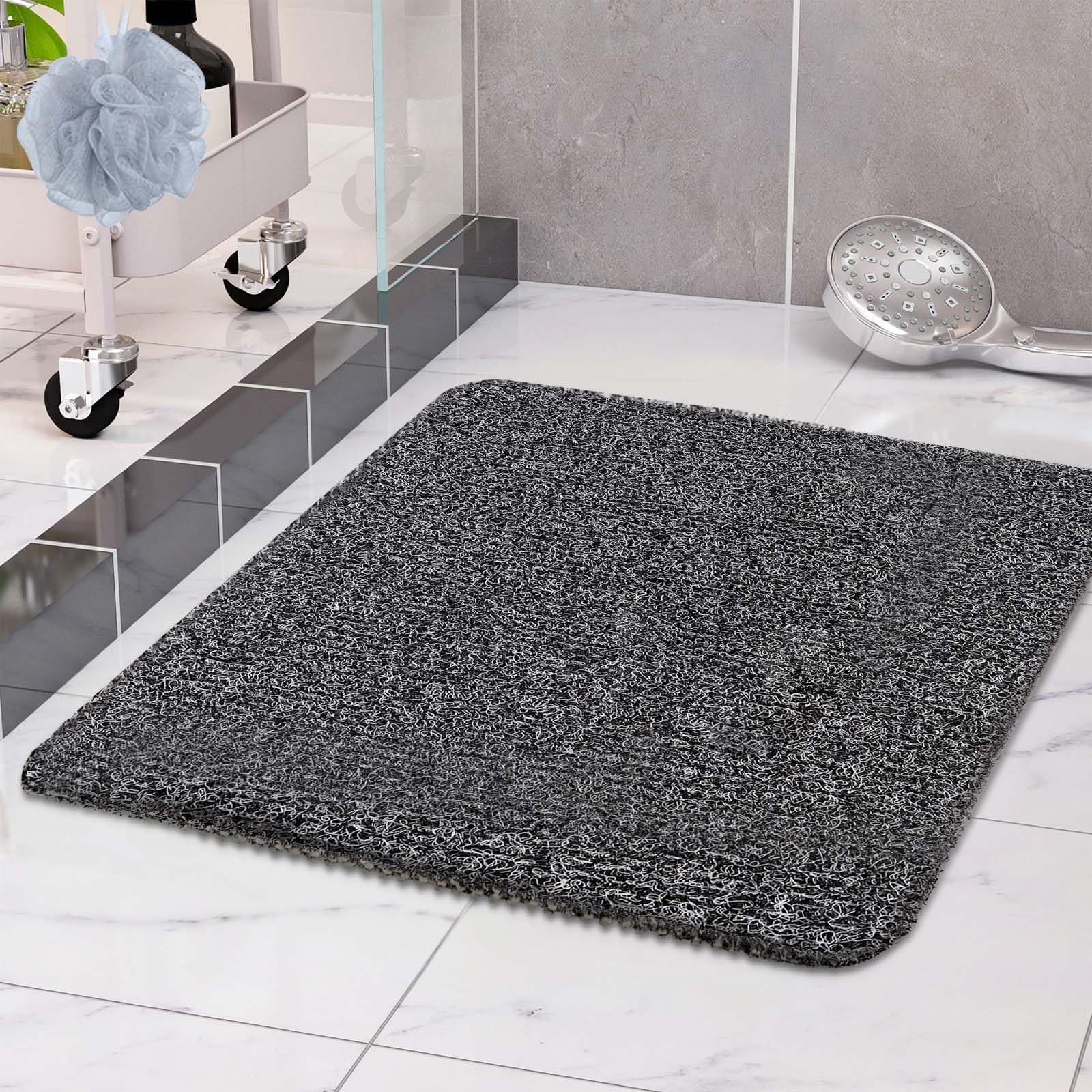 COSYLAND Duschmatte rutschfest 80 × 80cm - Duscheinlage rutschfest mit Ablauf - Weiche PVC-Luffa Antirutschmatte Badewanne - Schnell Trocknende Badematten - Weiß + Schwarz 80 x 80 cm (Rechteckig) Weiß + Schwarz