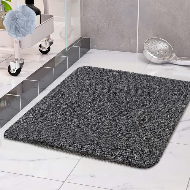 COSYLAND Duschmatte rutschfest 80 × 80cm - Duscheinlage rutschfest mit Ablauf - Weiche PVC-Luffa Antirutschmatte Badewanne - Schnell Trocknende Badematten - Weiß + Schwarz 80 x 80 cm (Rechteckig) Weiß + Schwarz