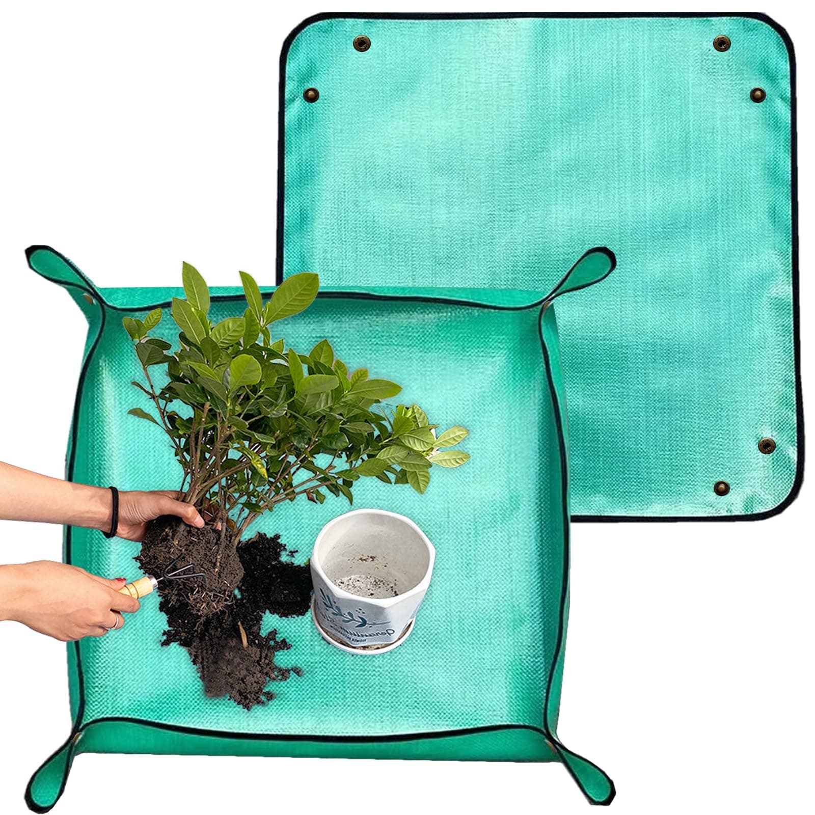 Pflanzen Umtopfmatte 2 Stück, wasserdichte Gartenmatte Pflanzmatte, Grün PE Pflanzunterlage für Umtopf, Sukkulenten, Sämling (2 Grün) 1