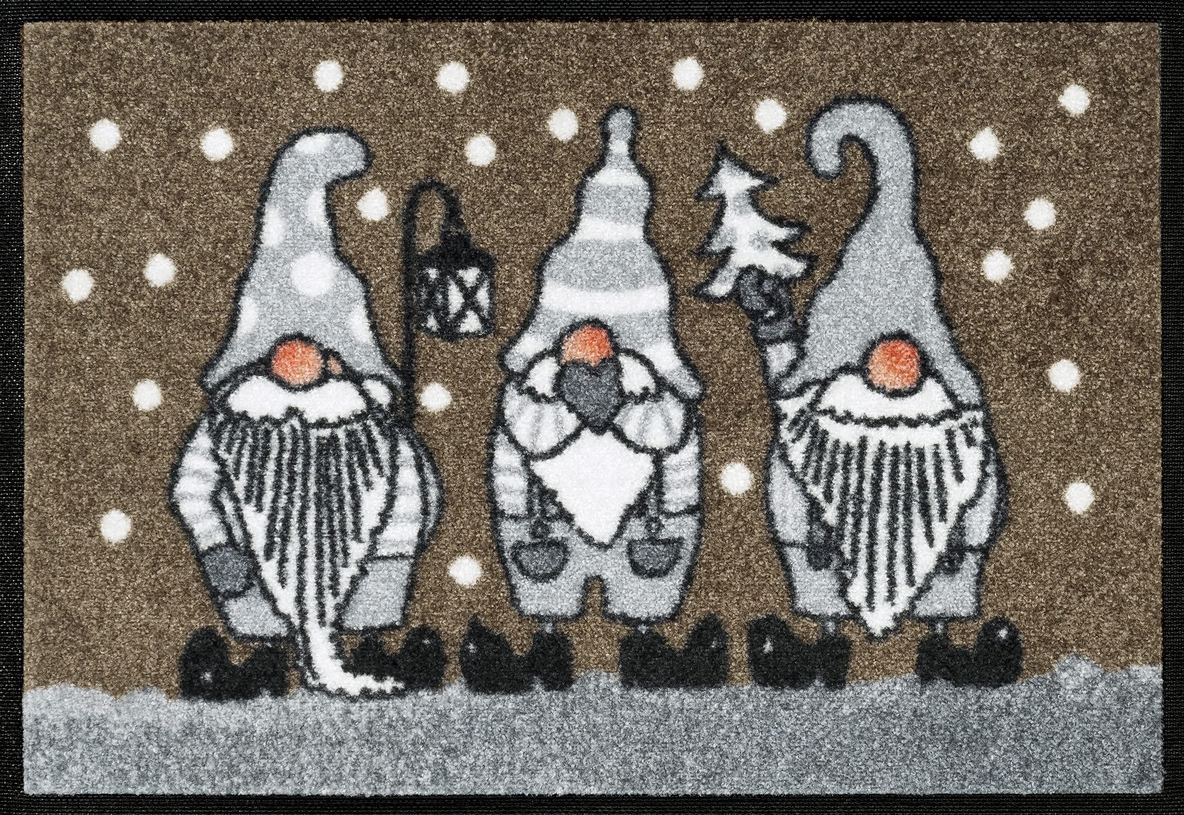 wash+dry Fußmatte, Winterzwerge Taupe 40x60 cm, innen und außen, waschbar 40 x 60 cm (Rechteckig)