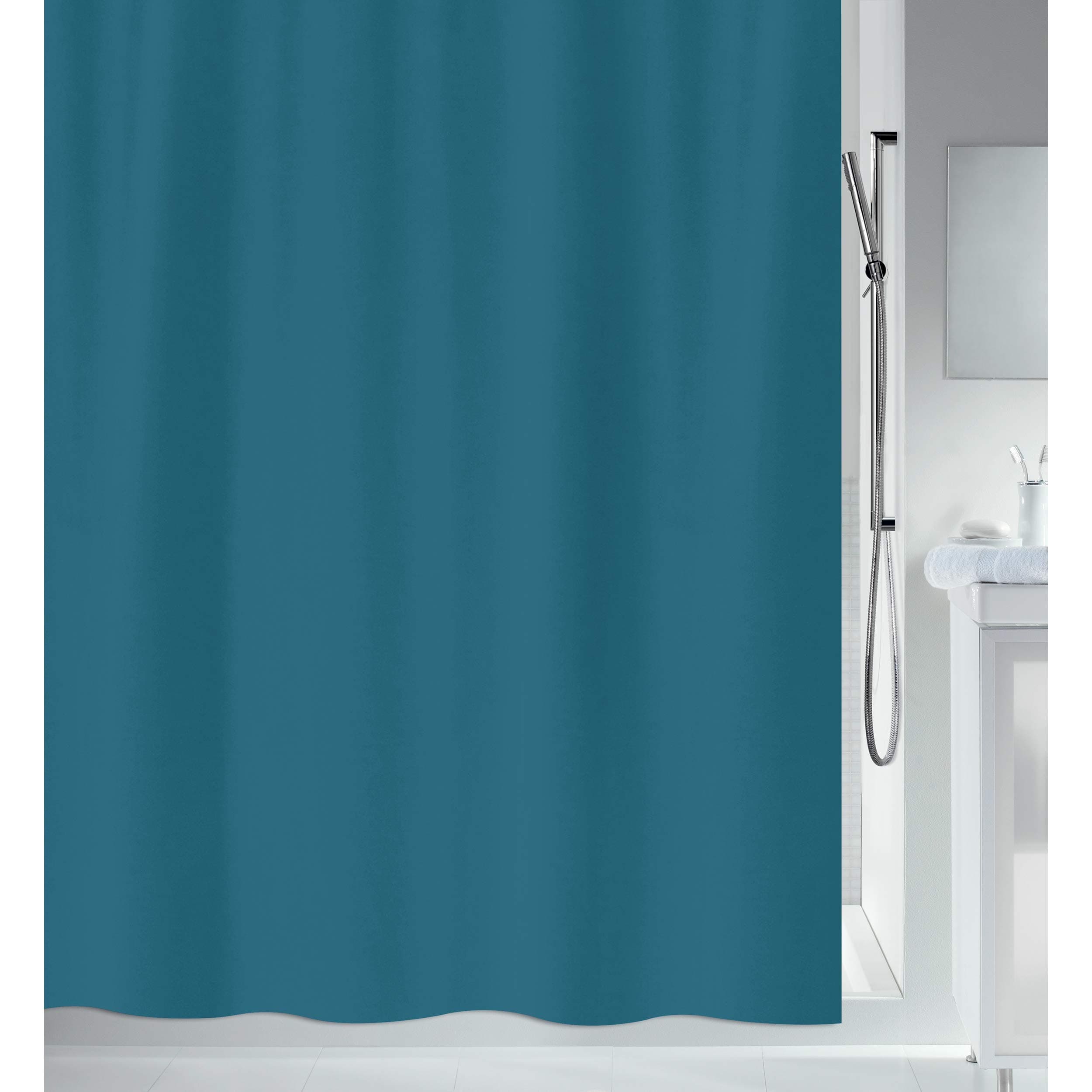 Spirella Anti-Schimmel Duschvorhang - Anti-Bakteriell, waschbar, wasserdicht - Polyester, „Primo “ 180x200cm Blau Blau 180 X 200