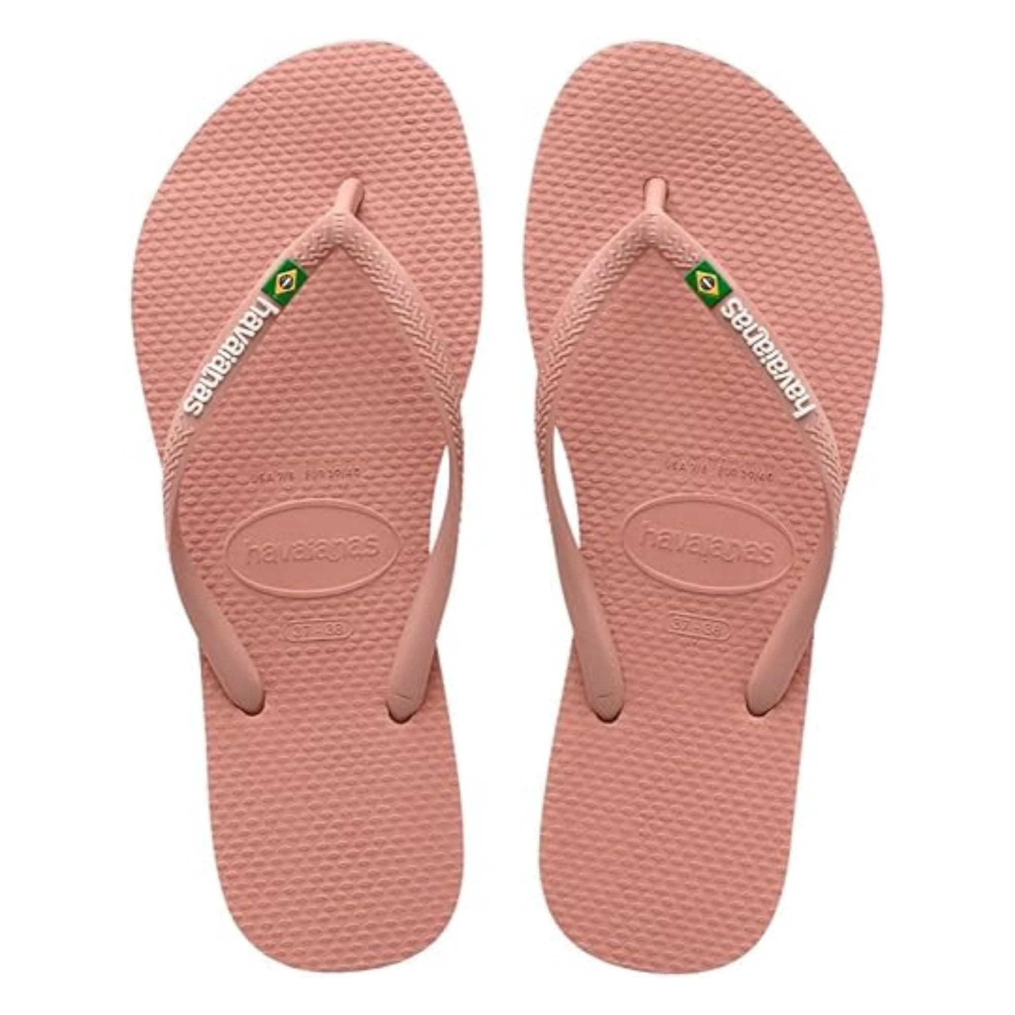 Havaianas - Slim Brasil Logo, Bequeme, Robuste und Leichte Badelatschen für Frauen, Hommage an Brasilien, Flagge auf Riemen und Sohlen Crocus Rose 35/36 EU