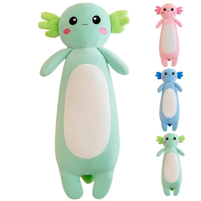 Kekeso Langes Axolotl Plüschtier,Kawaii Axolotl Kuscheltier Stofftier Rosa Axolotl Plüsch-Kissen, für Mädchen und Jungen Salamander Plüschtier Geschenk für Weihnachten(Green, 80cm/31.49inch)