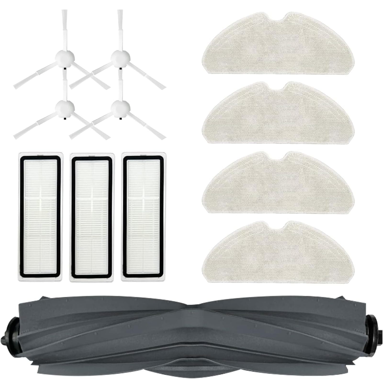 Waremax Ersatzteile Zubehörset für Dreame D10s / Dreame D10s Pro Staubsauger, 1 Hauptbürste, 3 Filter, 4 Seitenbürsten, 4 Mopptüchern