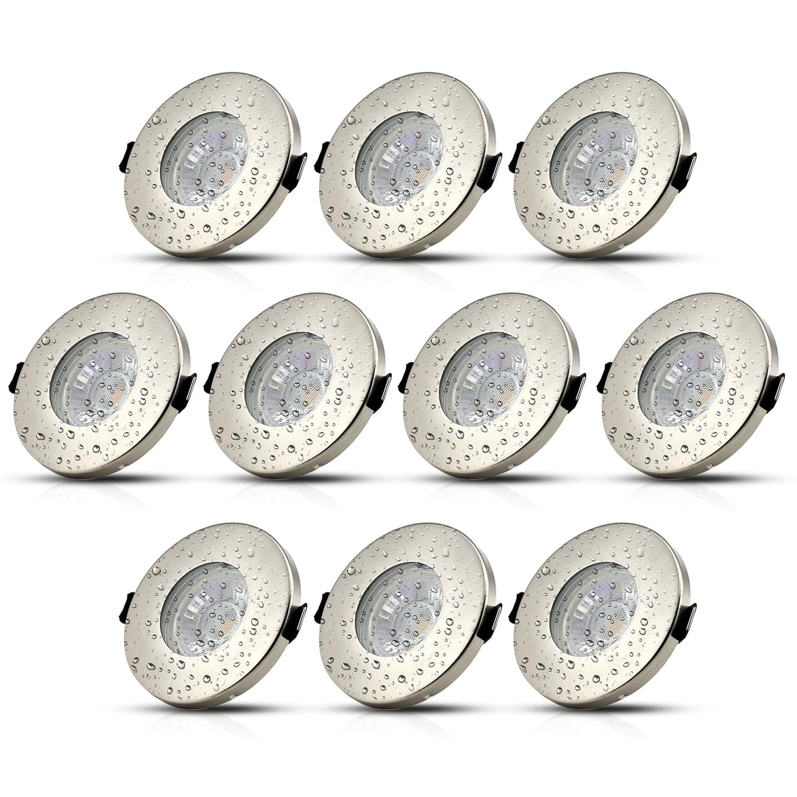 HiBay® 10er Set LED Einbaustrahler IP44 GU10 Deckenspots Lochdurchmesser 68mm Badezimmer Einbauleuchte Bad Einbauspot Inkl. 5W Leuchtmittel Neutralweiß 230V 10 Stück (1er Pack) Neutralweiß