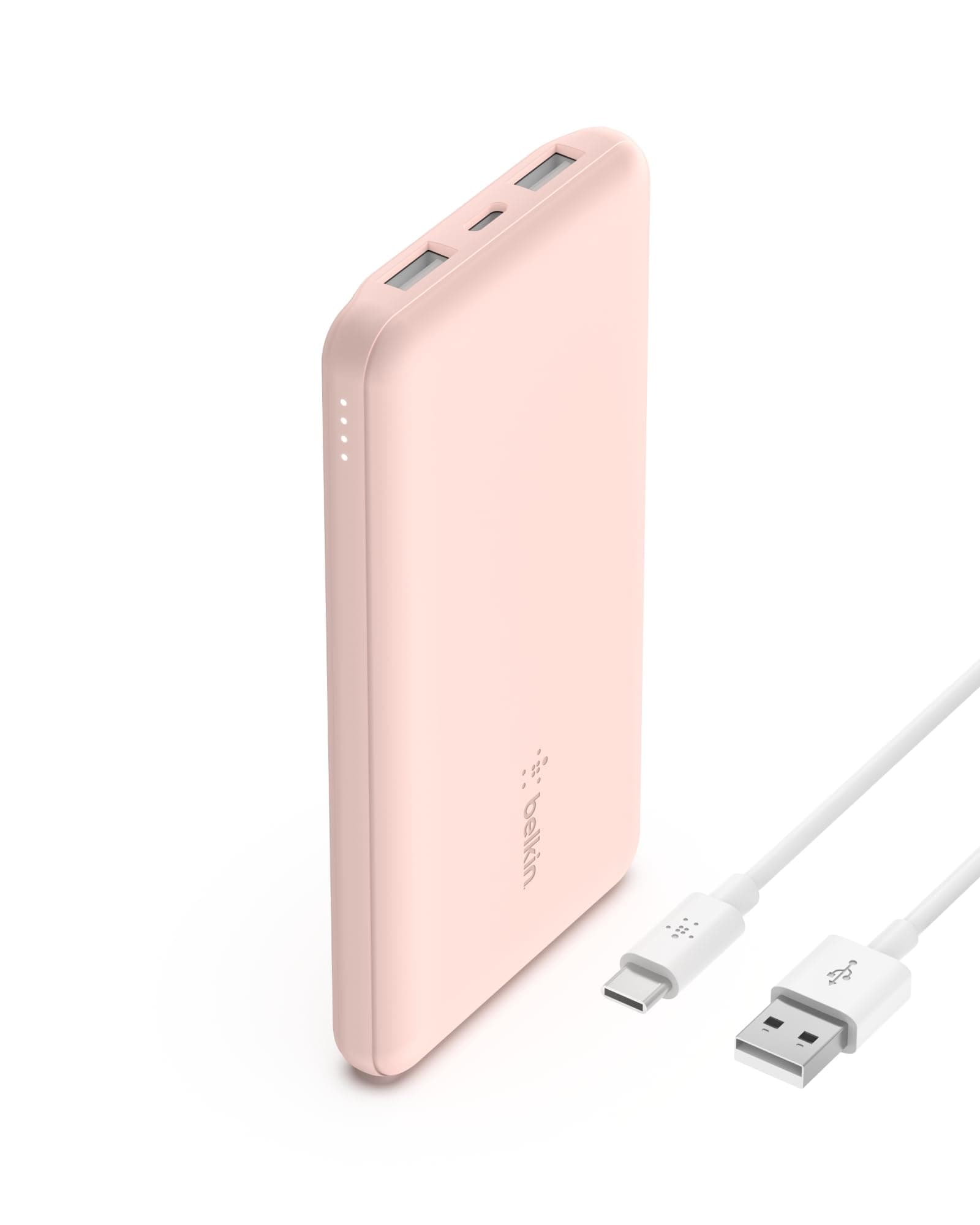 Belkin USB-C-Powerbank (10.000 mAh, 1 USB-C-Port und 2 USB-A-Ports zum Laden von iPhone, AirPods, iPad, Android- oder Anderen Geräten mit bis zu 15 W) - Roségold