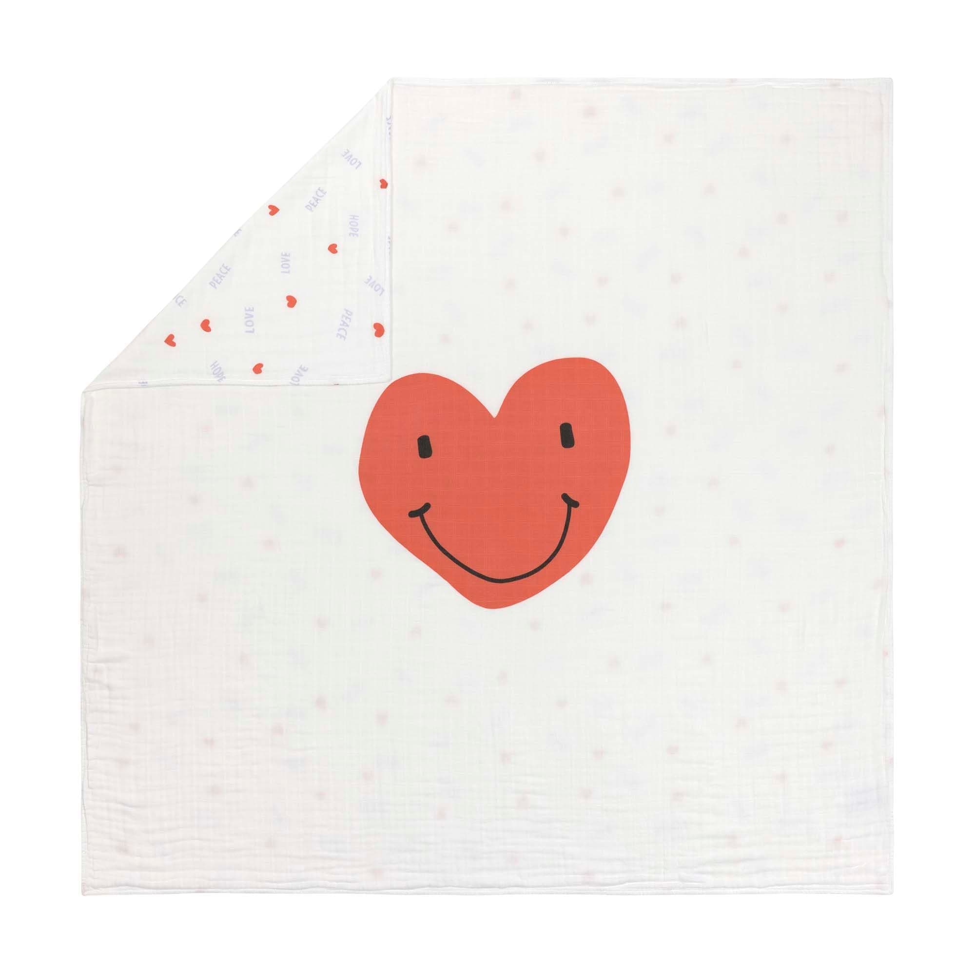 LÄSSIG Babydecke Wickeldecke Kuscheldecke kuschelig weich atmungsaktiv/Heavenly Soft BlanketHappy Rascals Heart