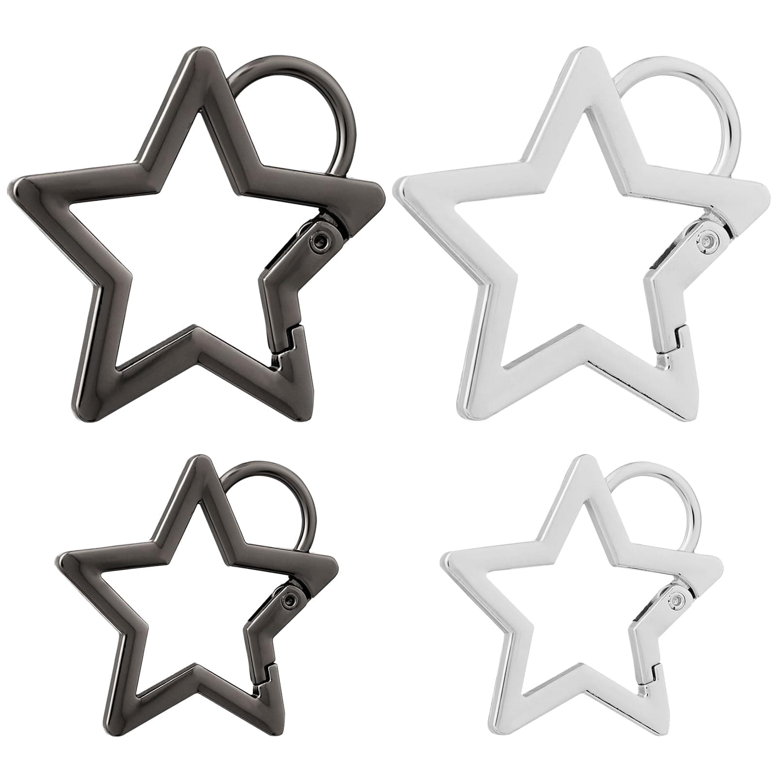 FORYNXHWIN 8 Stück Stern Karabiner, Stern Schlüsselanhanger, Zinklegierung Sternkarabiner, Ästhetische Karabiner, Karabinerhaken Karabiner Klein DIY-Zubehör für Wandern, Sport, Camping, Angelngeln