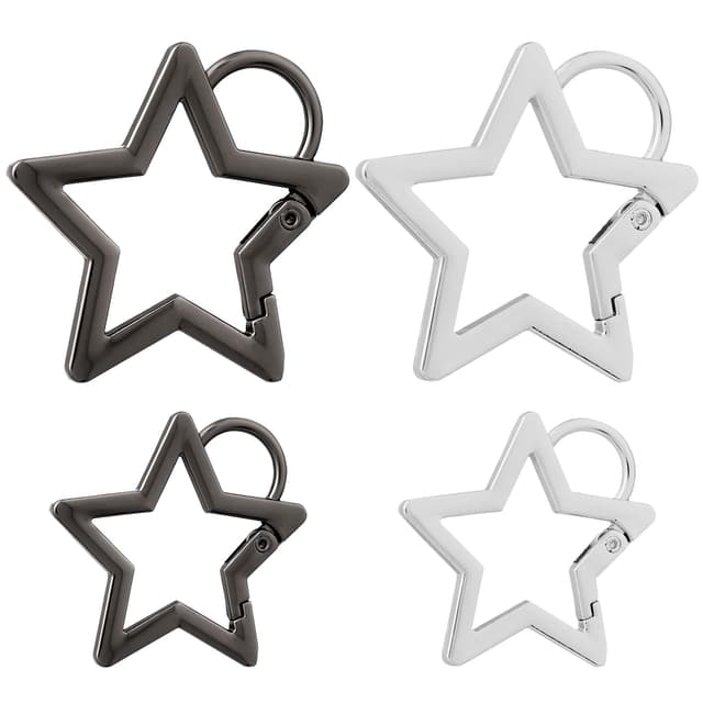 FORYNXHWIN 8 Stück Stern Karabiner, Stern Schlüsselanhanger, Zinklegierung Sternkarabiner, Ästhetische Karabiner, Karabinerhaken Karabiner Klein DIY-Zubehör für Wandern, Sport, Camping, Angelngeln
