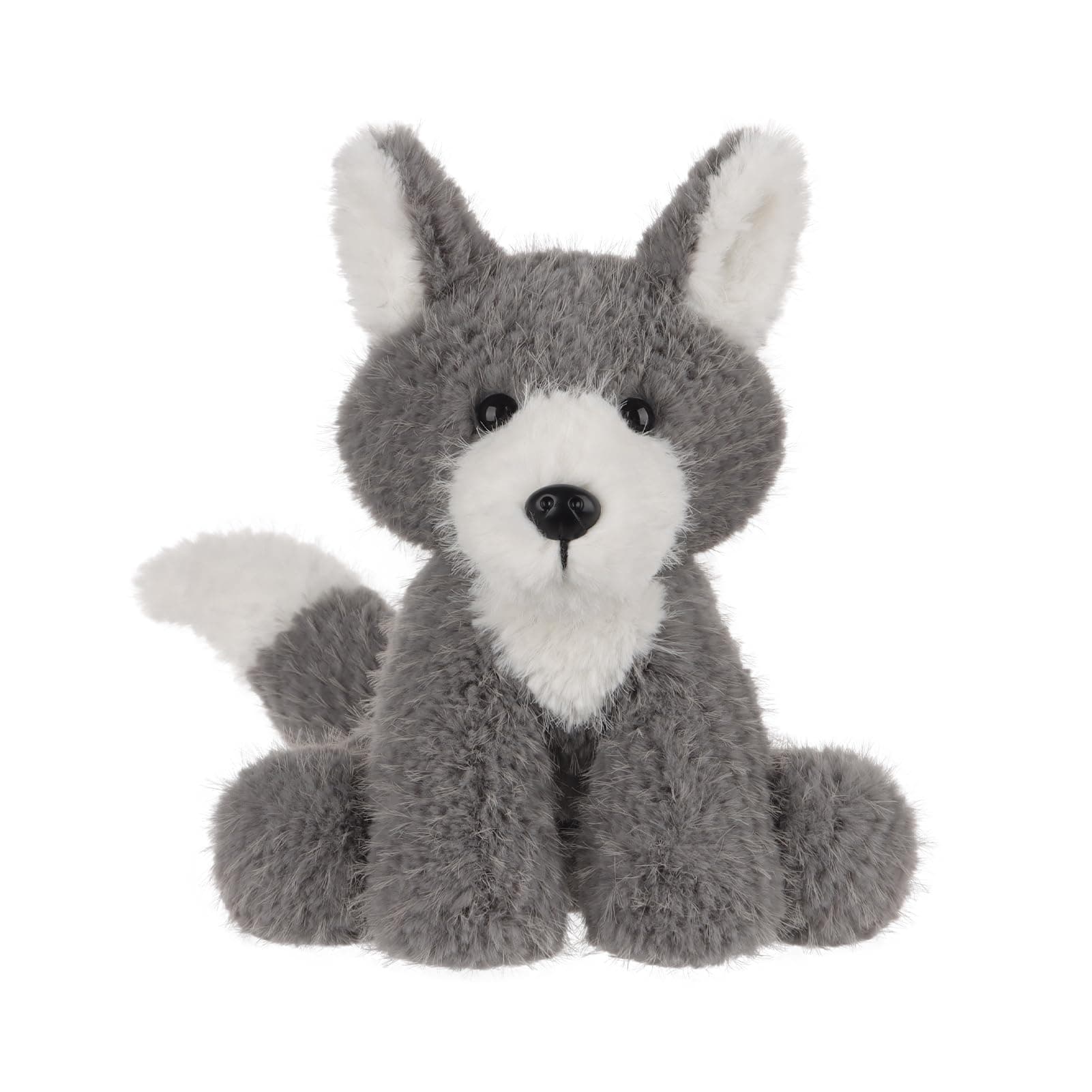 Apricot Lamb Neugieriger Wolf Plüschtiere für Kinder, weiche niedliche Kuscheltier für Baby Mädchen und Jungen, Flauschige Neugieriger Wolf Grau 19 cm