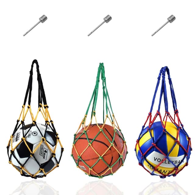 YDHfdc 3-stückige Ballnetz Netztasche Tragbare FußBallnetz Tasche Ballnetz 1 Ball Basketball Netz Tasche Volleyball Netztasche mit 3 Kugelnadeln für Basketball, Fußball, Volleyball
