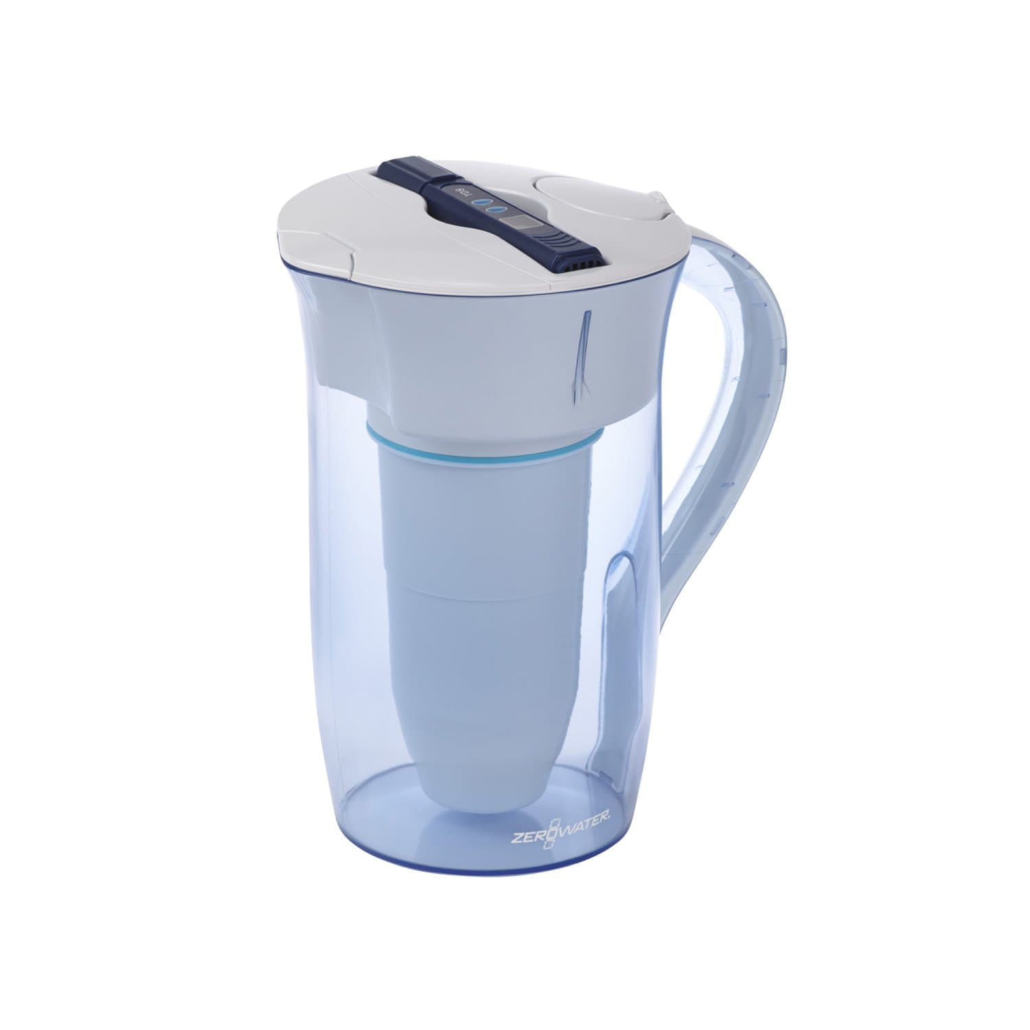 ZeroWater 5-Stufige Filterkanne für Trinkwasser mit 2,4 L - NSF-Zertifizierte Wasserfilter Kanne, um Blei, Andere Schwermetalle und PFOA/PFOS zu Reduzieren - in Weiß und Blau