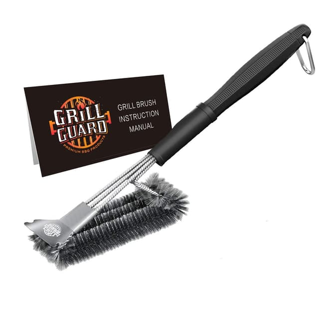 BBQ Grill Reinigungsbürste & Schaber - Grilldrahtbürste für Grill - 34cm Edelstahl Grillrostreiniger - Grillzubehör & Werkzeuge für Weber Gas/Holzkohle/Elektro/Infrarot - Geschenke für Männe (Medium)