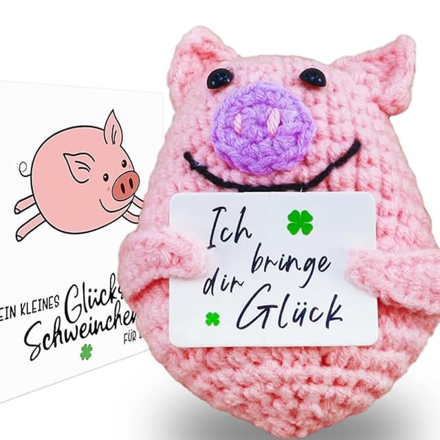 Valentinstag Positive Geschenke Glücksschweinchen, Strickwolle Schwein Puppe mit Energiekarte, Positive Kartoffel, Gute Besserung Geschenke Glücksbringer Prüfung Geschenk für Beste Freund Kollegen
