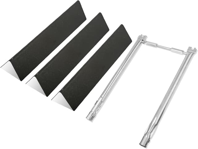 GLARETEX 7635 Flavorizer Bars und 69785 Edelstahl Brenner für Weber Spirit I & II 200 Series, Spirit E210, E220, S210, S220 (mit Vorderen Bedienknöpfen)