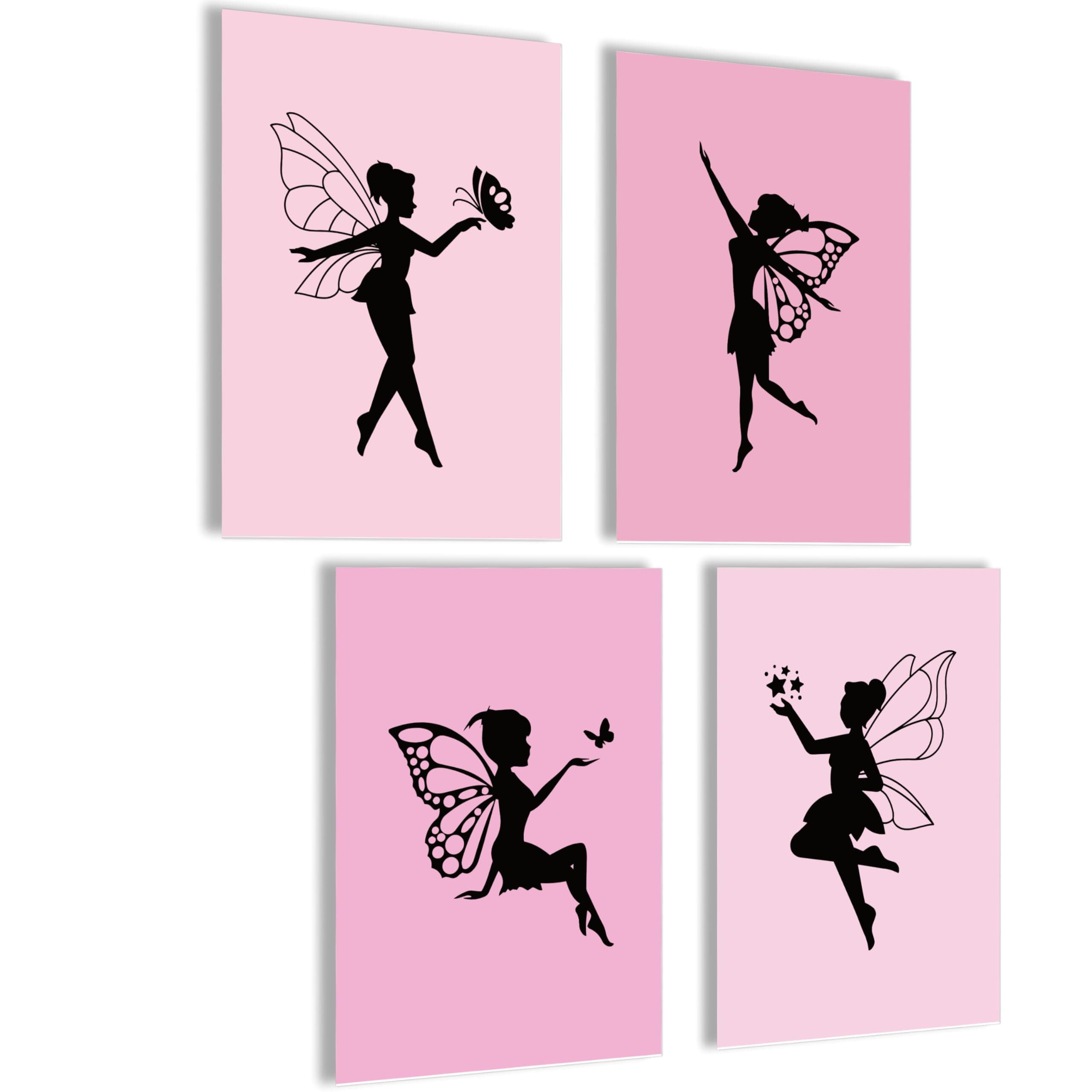 mojoliving Bilder Kinderzimmer jungen Baby Zimmer Poster Set Wandbilder Kinderzimmer mädchen Babyzimmer Deko Bilder für Baby Zimmer Dekoration (Elfe Fee Kontur)
