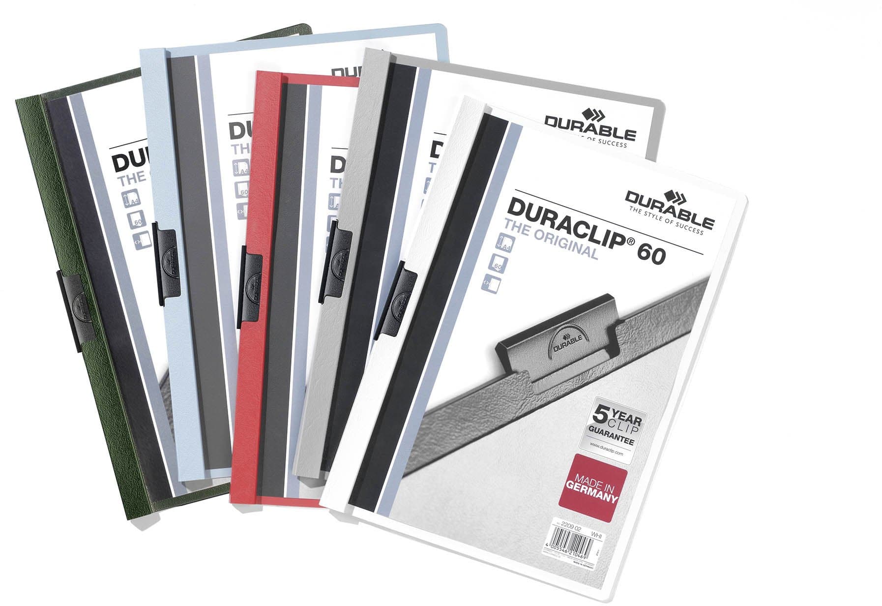 Durable Klemm-Mappe Duraclip Original 60 (für 1-60 Blatt A4), 25 Stück, farbig sortiert, 220900 sortiert 1 - 60 Blatt
