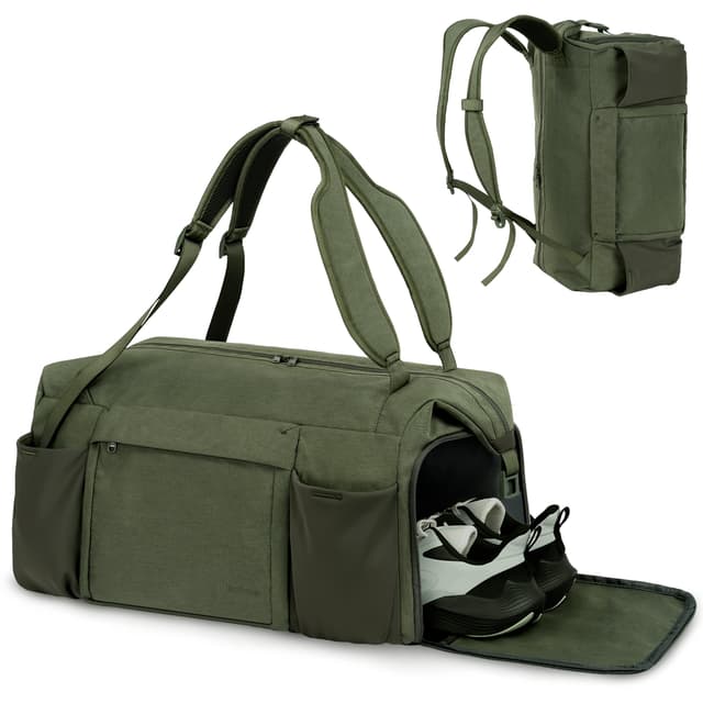 kookoomia Sporttasche Reisetasche Herren Damen 45L Sporttaschen Rucksack mit Schuhfach Nassfach Wasserdicht Gym Bag Sport Tasche Trainingstasche Fitness für Sport Reisen Schwimme Weekender- Dunkelgrün Dunkelgrün 45L