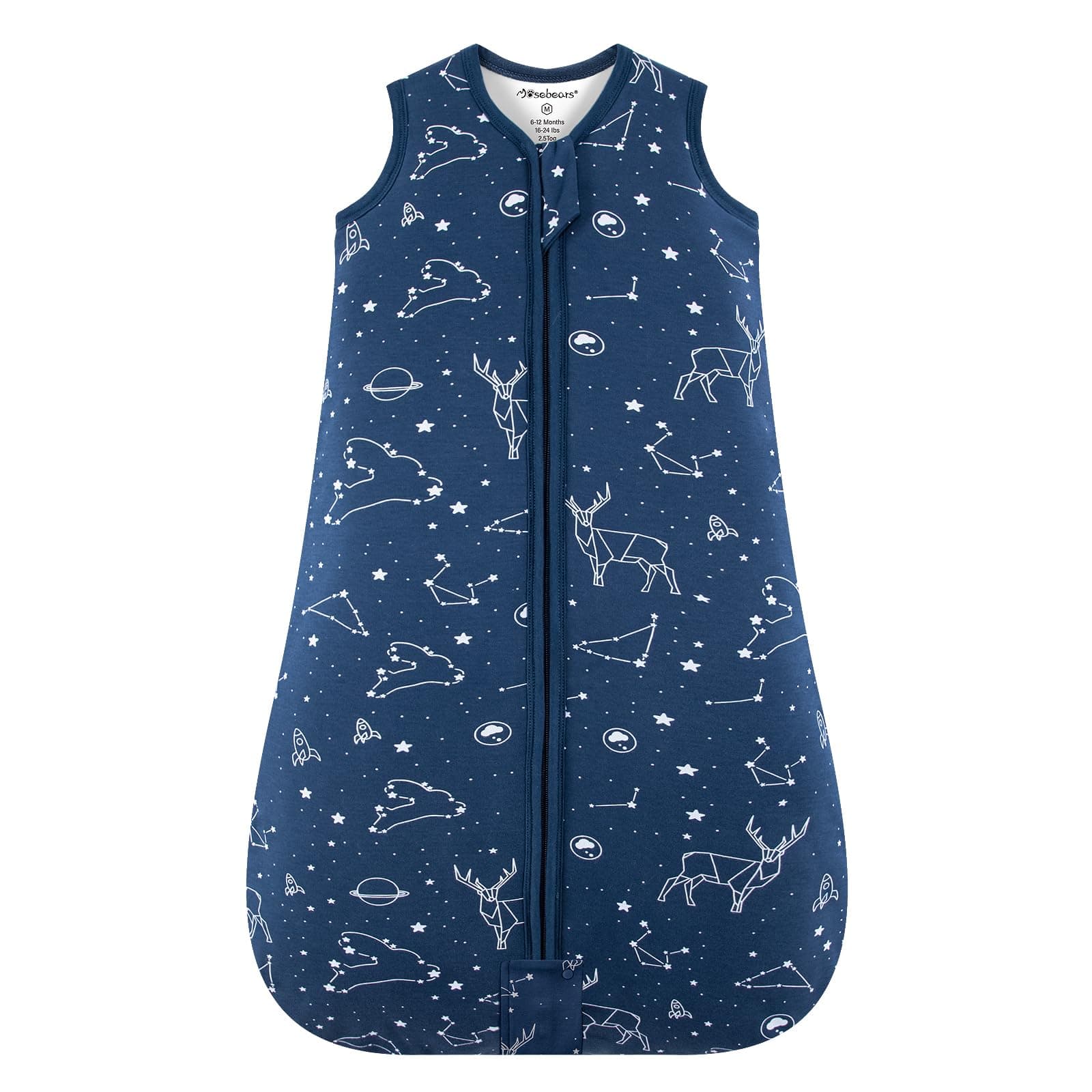 Mosebears Baby Schlafsack Winter 2.5 Tog,100% Baumwolle Baby Winterschlafsack für Babys 0-24 Monate,(Navy Blue,S(0-6 Monate)) 0-6 Monate Navy Blue