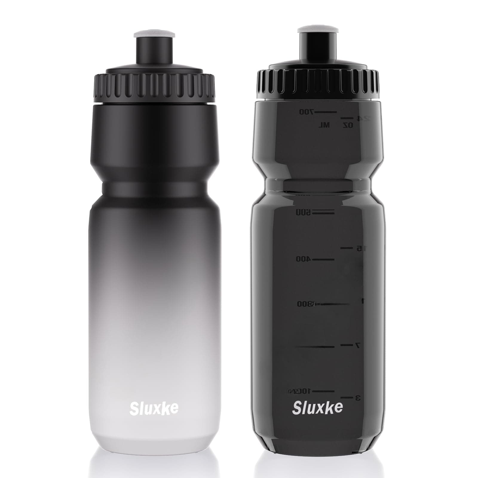SLUXKE 1L Rad Trinkflasche 2 Set, Fahrrad Trinkflasche, 1000ml Auslaufsicher Rennrad Flaschen, BPA frei, Sports Fahrrad Trinkflasche, Superleicht Cycling Wasserflasche 1000 ml Grau Weiß & Schwarz