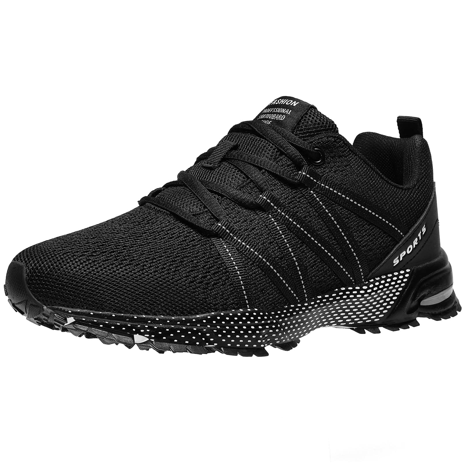 ASHION Sneaker Herren Sportschuhe Laufschuhe Turnschuhe Leichtgewichts Atmungsaktiv Freizeit Straßenlaufschuhe 42 EU Schwarz