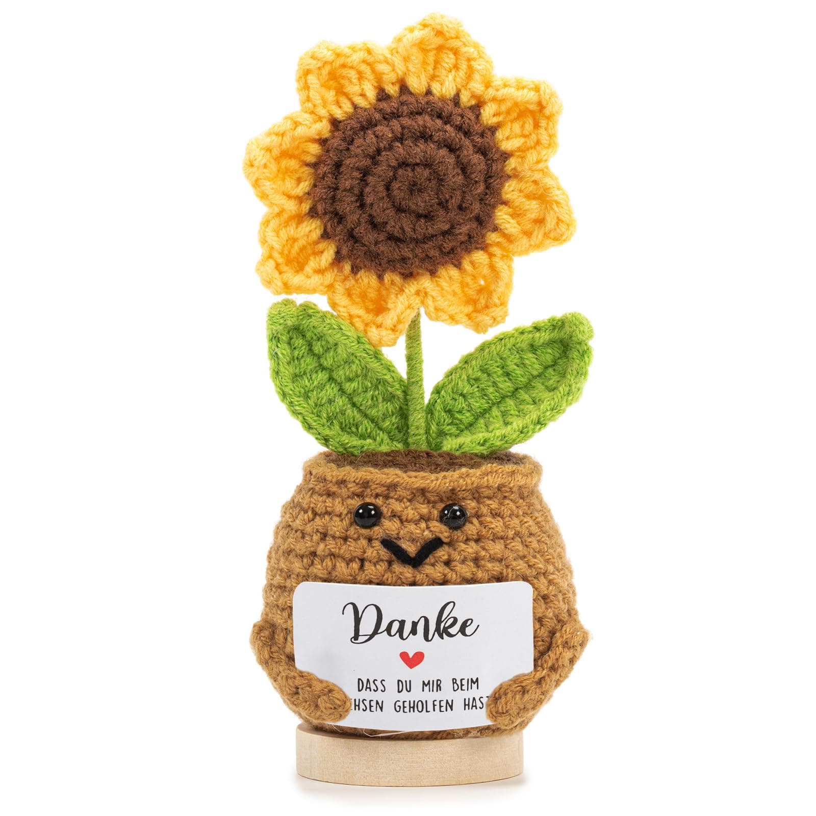 Dankeschön Geschenke, Danke DASS du Mir Beim Wachsen Geholfen Hast Glücksbringer,Handgemachter Gestrickte Sonnenblume Danke Geschenk für Lehrer Kollegen Freunde und Familie (Sunflower)
