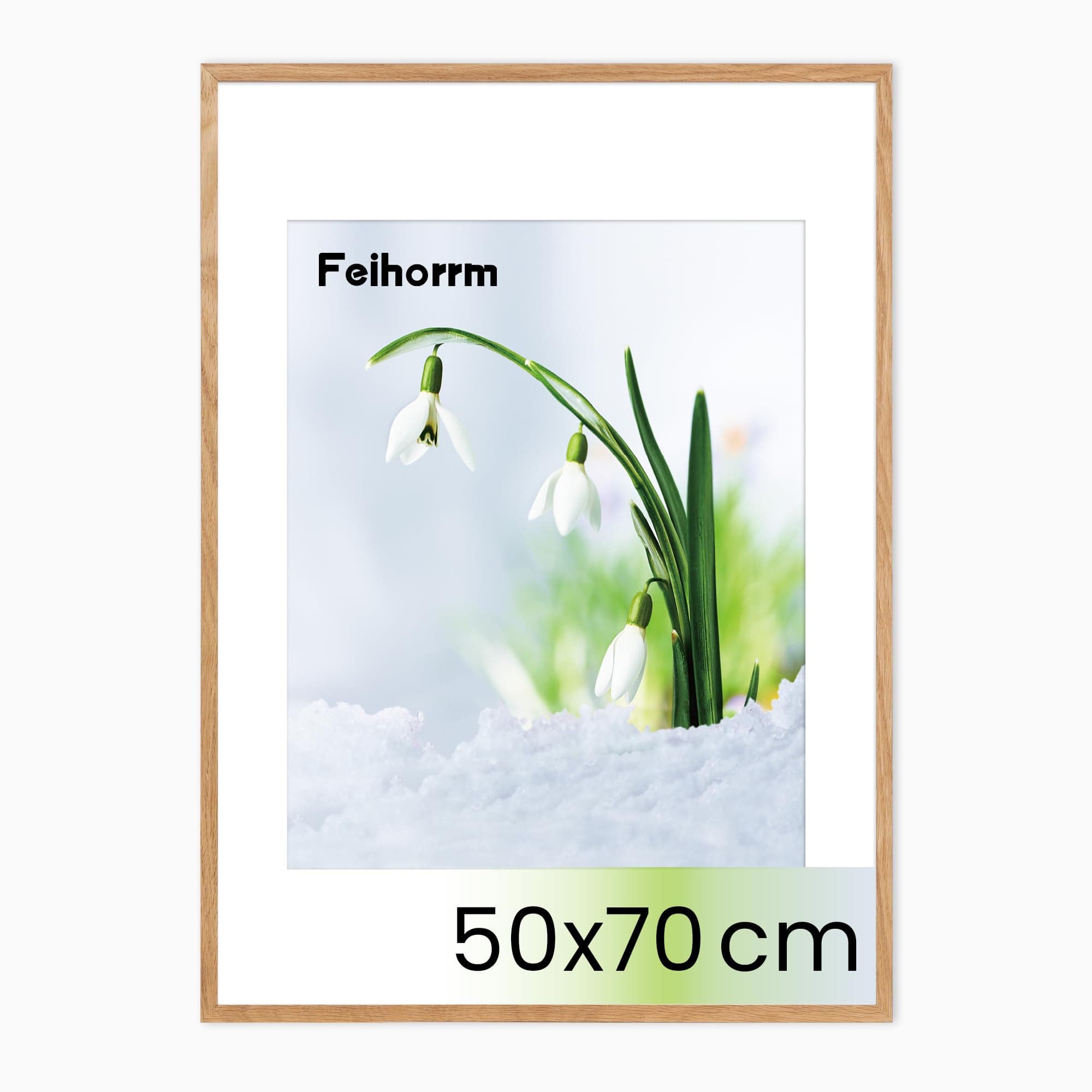 Feihorrm Bilderrahmen, Fotorahmen aus Eiche, Mit gehärtetem Glas, Für 50x70 cm-Fotos ohne Passepartout oder 39x49 cm-Fotos mit Passepartout, Fotorahmen aus Massivholz (Beige, 50x70 cm/ 1x) Beige 50x70 cm/ 1x