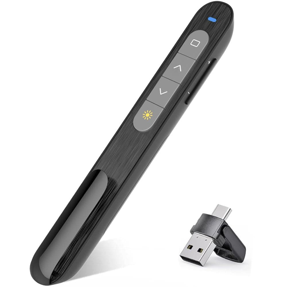 2-in-1 USB Type C Kabelloser Presenter Pointer für Präsentationen, Hyperlink Volume Pointer Prasentation Fernbedienung,2.4GHz USB Powerpoint Präsentation Wireless Present Fernbedienung für Laptop