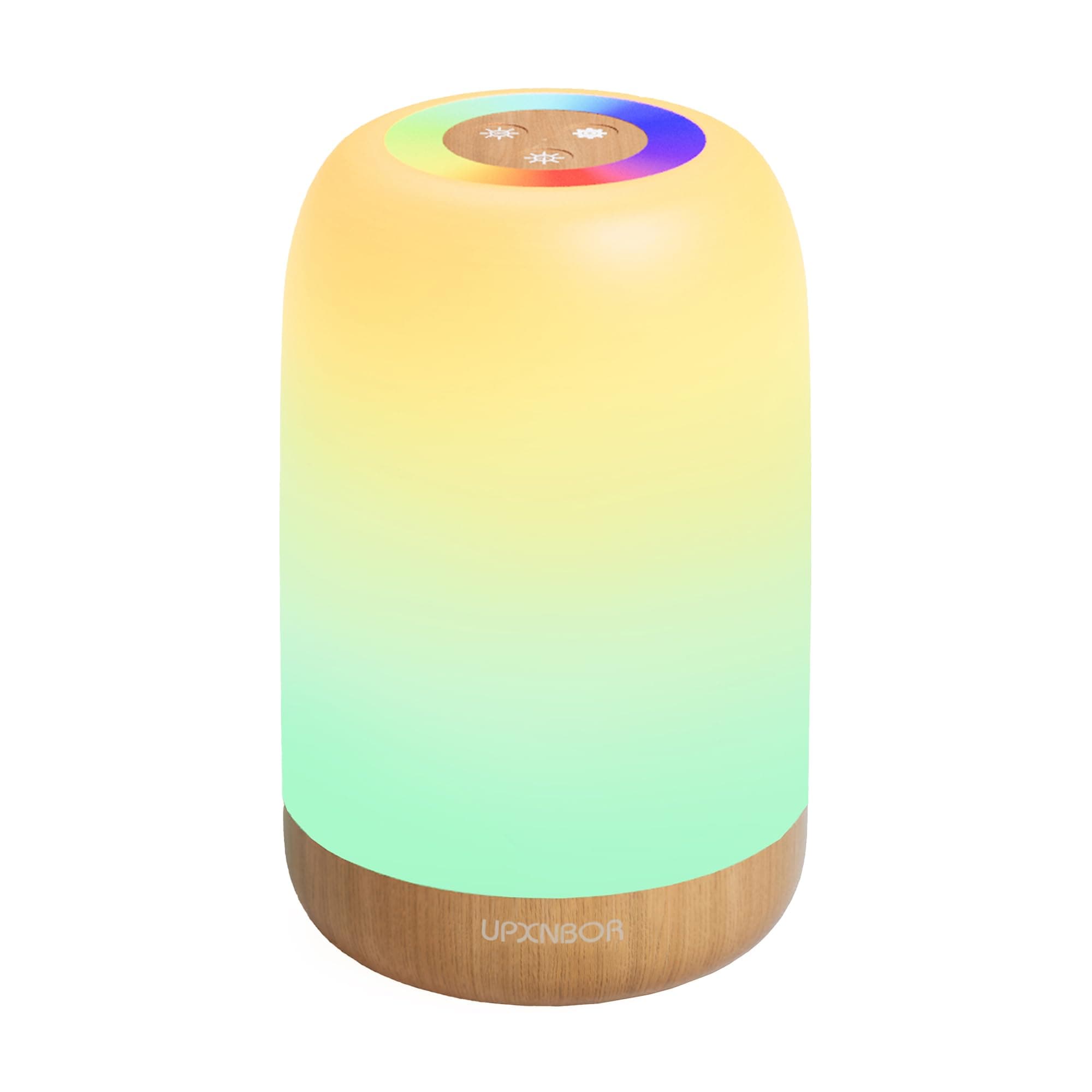 UPXNBOR LED Nachttischlampe Touch Dimmbar mit 256 RGB Farben & 4 Modi, Tischlampe Kabellos mit Timer & Haken, USB Aufladbar, Holzmaserung, Tragbares Nachtlicht für Schlafzimmer, Wohnzimmer Weiß