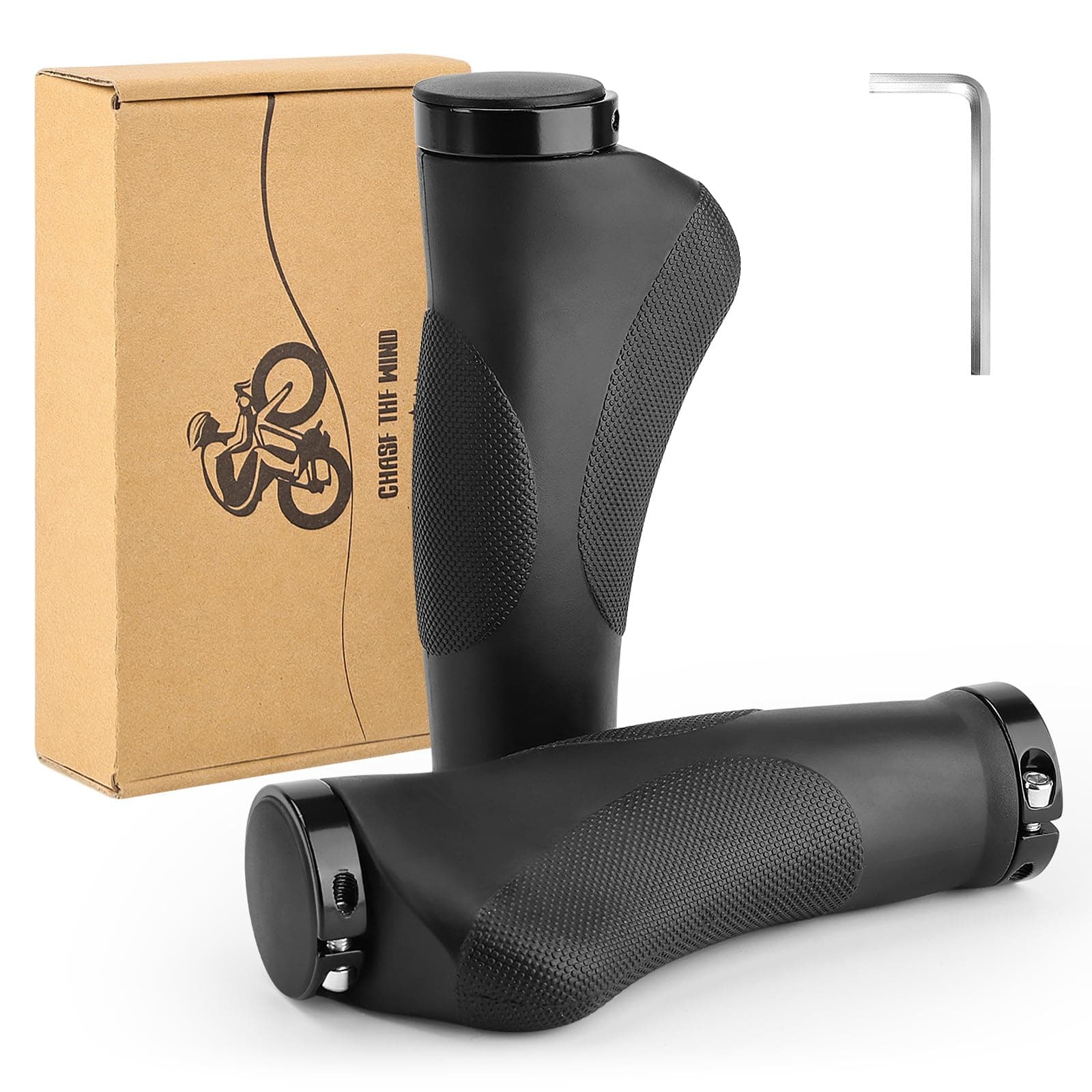 GXCROR Ergonomische Fahrradgriffe mit Anti-Rutsch-Punktdesign | Stoßdämpfende Lenkergriffe aus Gummi für Mountainbikes | 130mm Sicherheitsgriffe Schwarz(130mm+130mm)