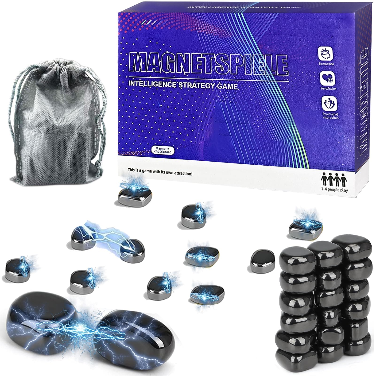 YKHSUAOU Magnetspiel, Magnetisches Schachspiel, Magnetsteine, Magnet Spiel, Magnetic Spiel, Magnetschach, Tisch-Magnet, Reisespiele für Familientreffen