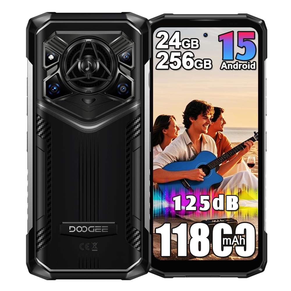 DOOGEE Blade 20 Pro 4G Outdoor Handy Ohne Vertrag,11800mAh,24GB+256GB(2TB) Outdoor Smartphone, 50MP AI Kamera,6.6''HD+Punch Display, 3 Card Slots/IP68/NFC (Silver) Silber