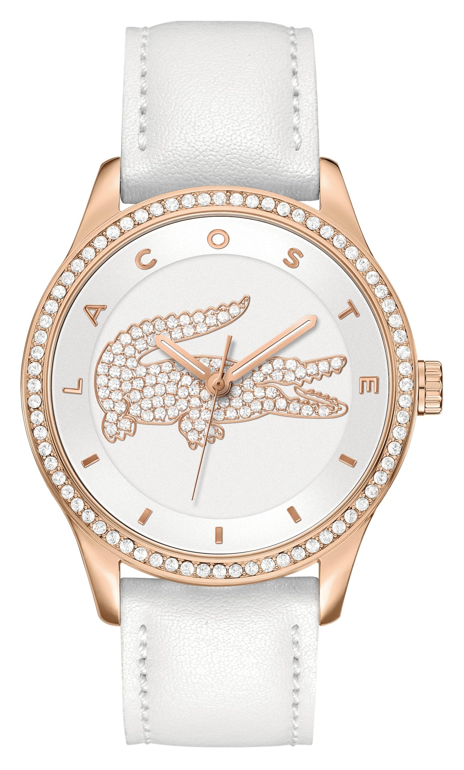 Lacoste Analog Quarzuhr für Damen Kollektion Victoria mit Weisses Lederarmband - 2000821