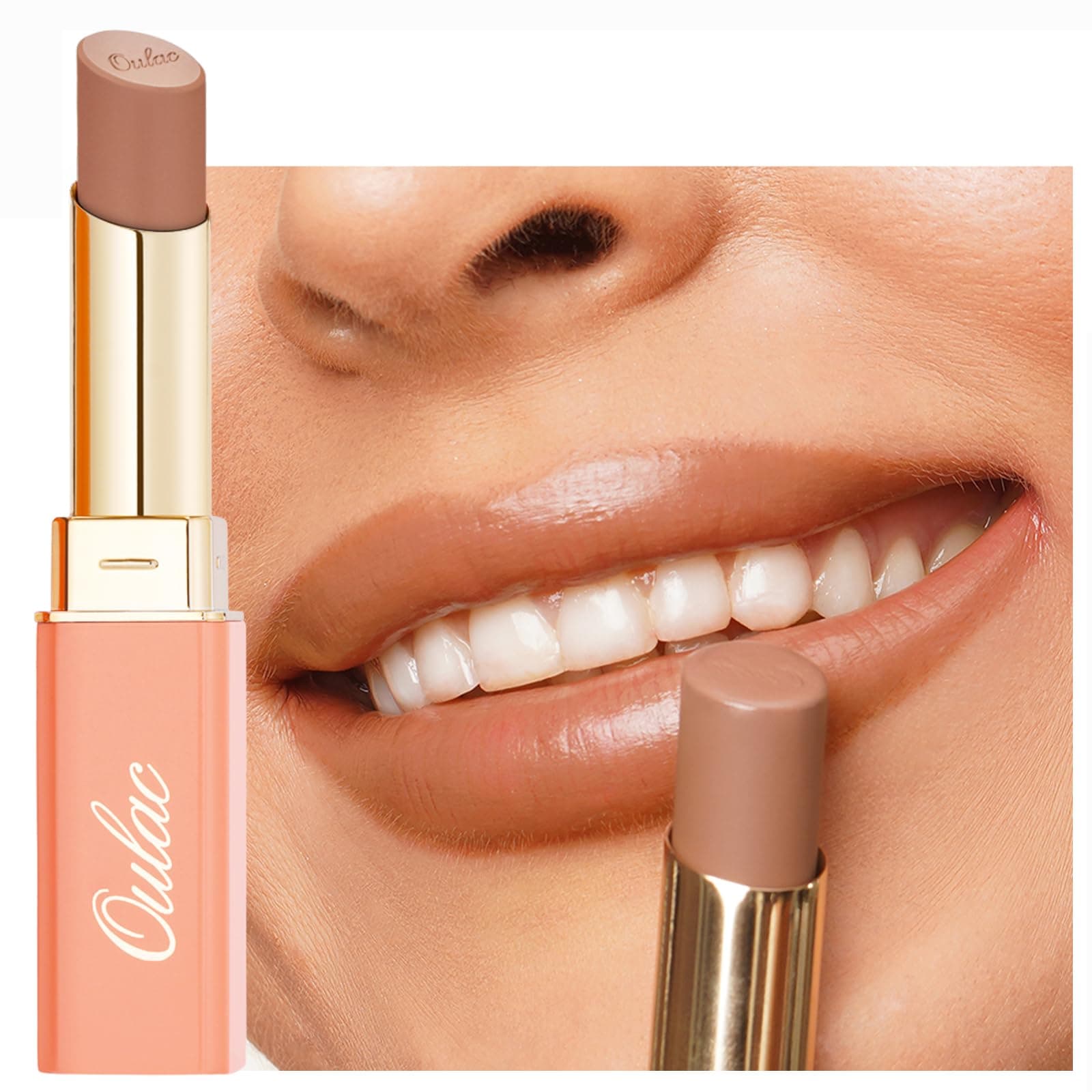 Oulac Orange Pflegender Lippenstift - Matte mit Satin Finish Lippenstifte, Cremige Textur, Feuchtigkeitsspendender Lippen, Langanhaltender Hochpigmentiert, Mit Shea Butter, Vegane, 4g, SG10 Bailey
