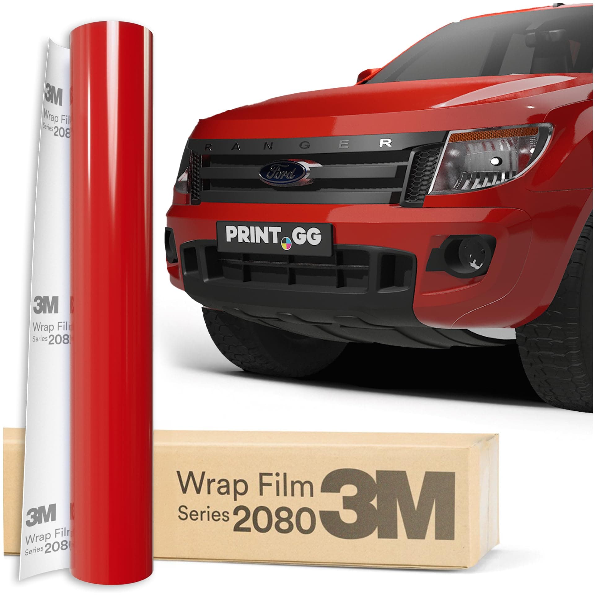 PRINT.GG Autofolie 3M 2080 Glänzendes Hot Rod Rot G13, 152 x 110 cm, Selbstklebende Folie Car Wrapping Folie, Robuste Lackschutzfolie Auto, Motorrad, Boot, Auto Folie mit hervorragender Haftung 152 x 110 cm Glänzendes Hot Rod Rot